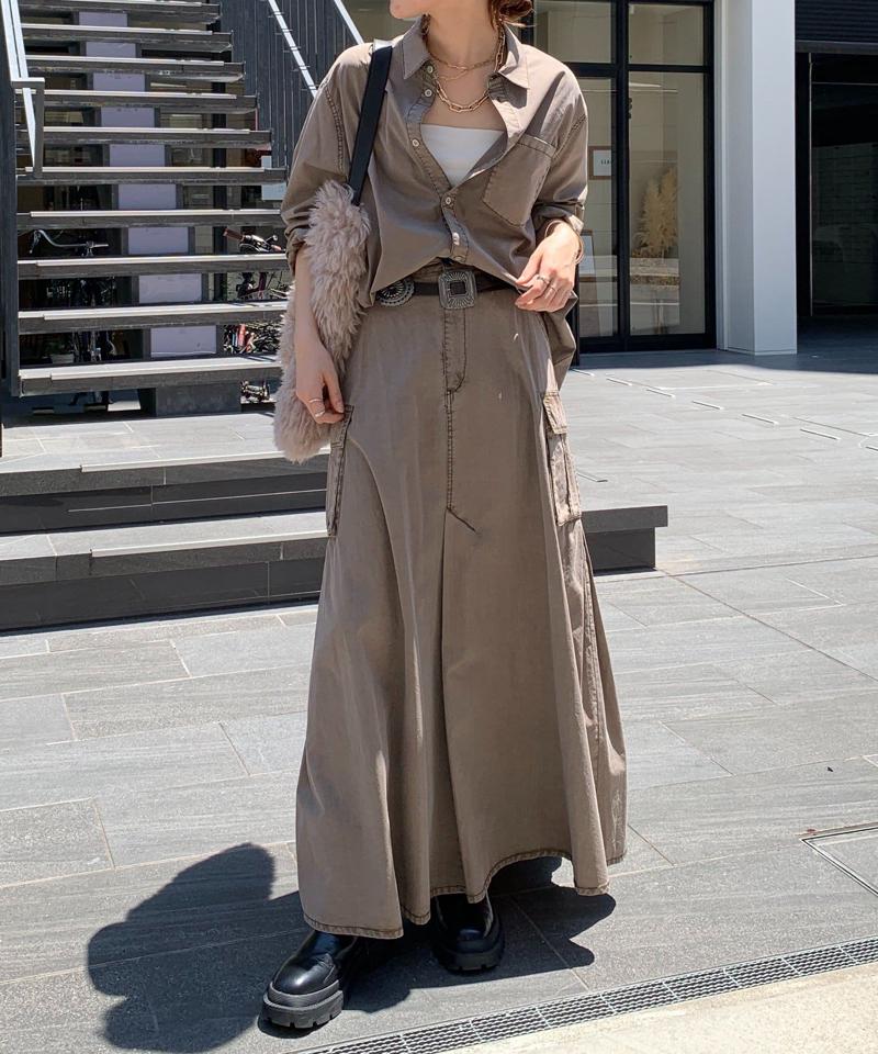 綿リヨセルピグメント加工カーゴスカート