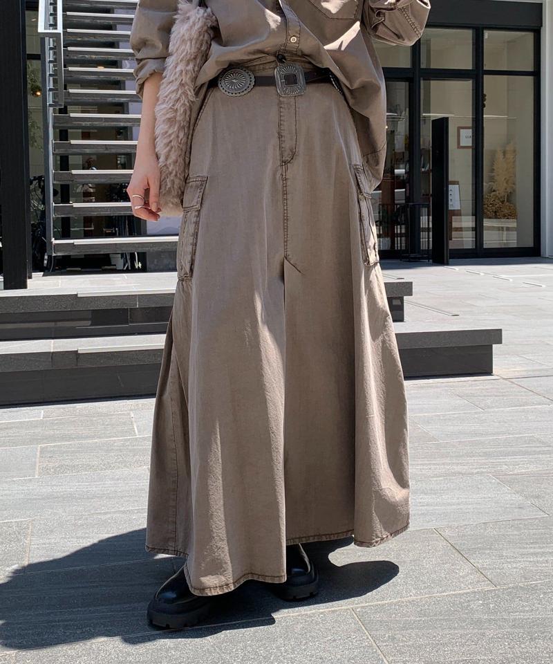 綿リヨセルピグメント加工カーゴスカート