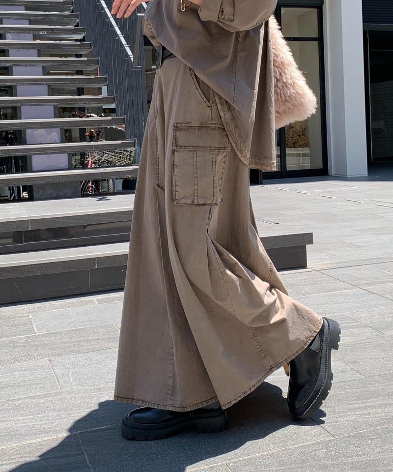 綿リヨセルピグメント加工カーゴスカート