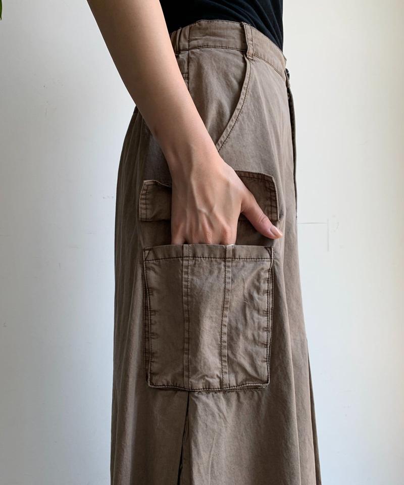 綿リヨセルピグメント加工カーゴスカート