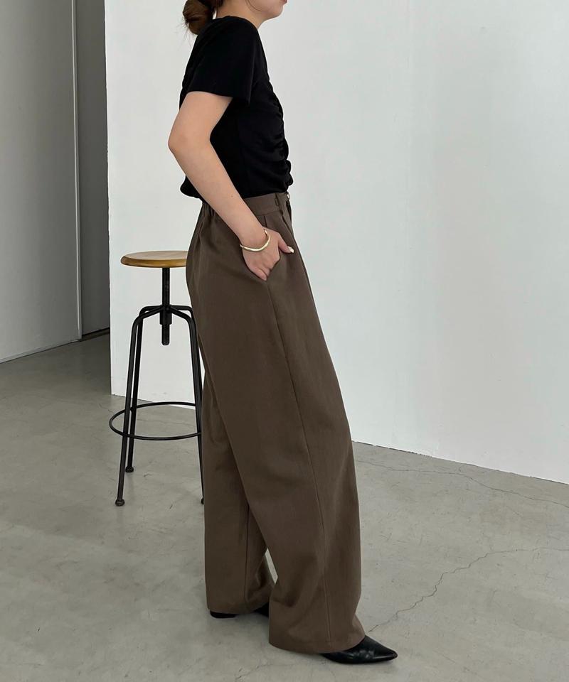 【即完につき再入荷/新色ブラウン】アシメギャザーTシャツ