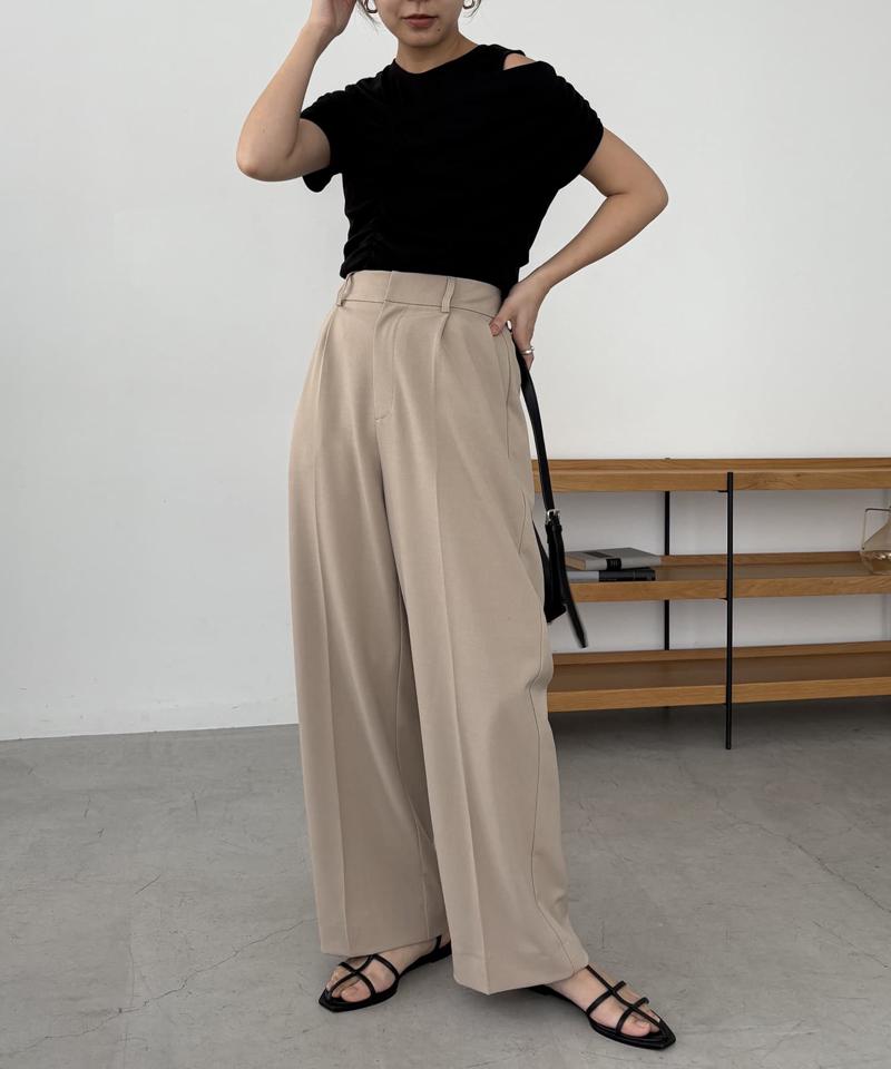 【即完につき再入荷/新色ブラウン】アシメギャザーTシャツ