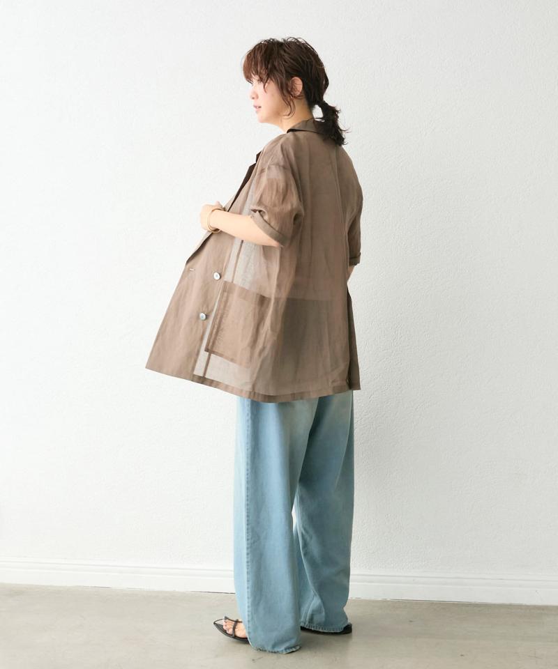 予約【程よい透け感が魅力】ラミーハーフスリーブジャケット