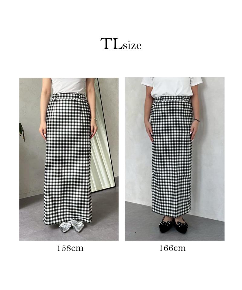 スーパーストレッチギンガムナロースカート