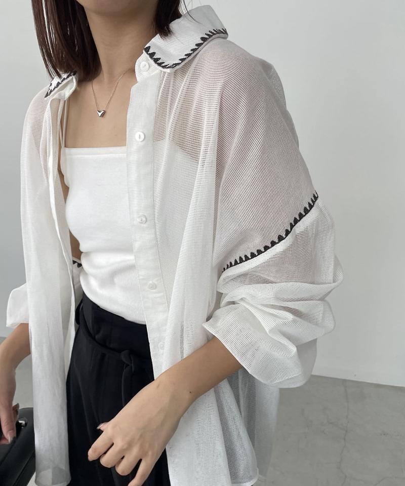 【CAPRICIEUX LE'MAGE】刺繍メッシュシャツ