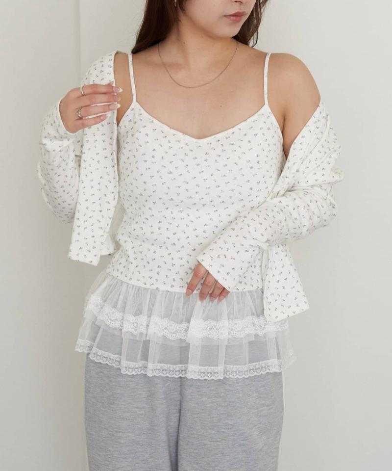 パターンメッシュフリルキャミSET