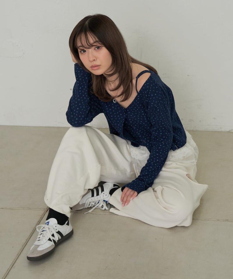 パターンメッシュフリルキャミSET