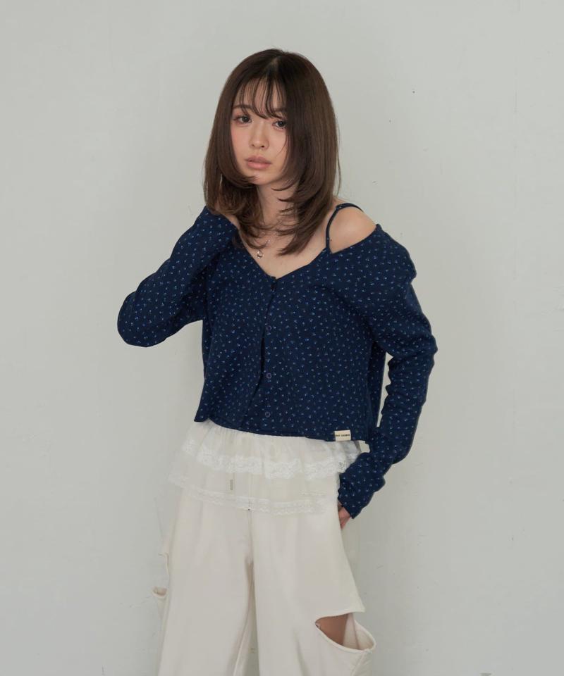 パターンメッシュフリルキャミSET