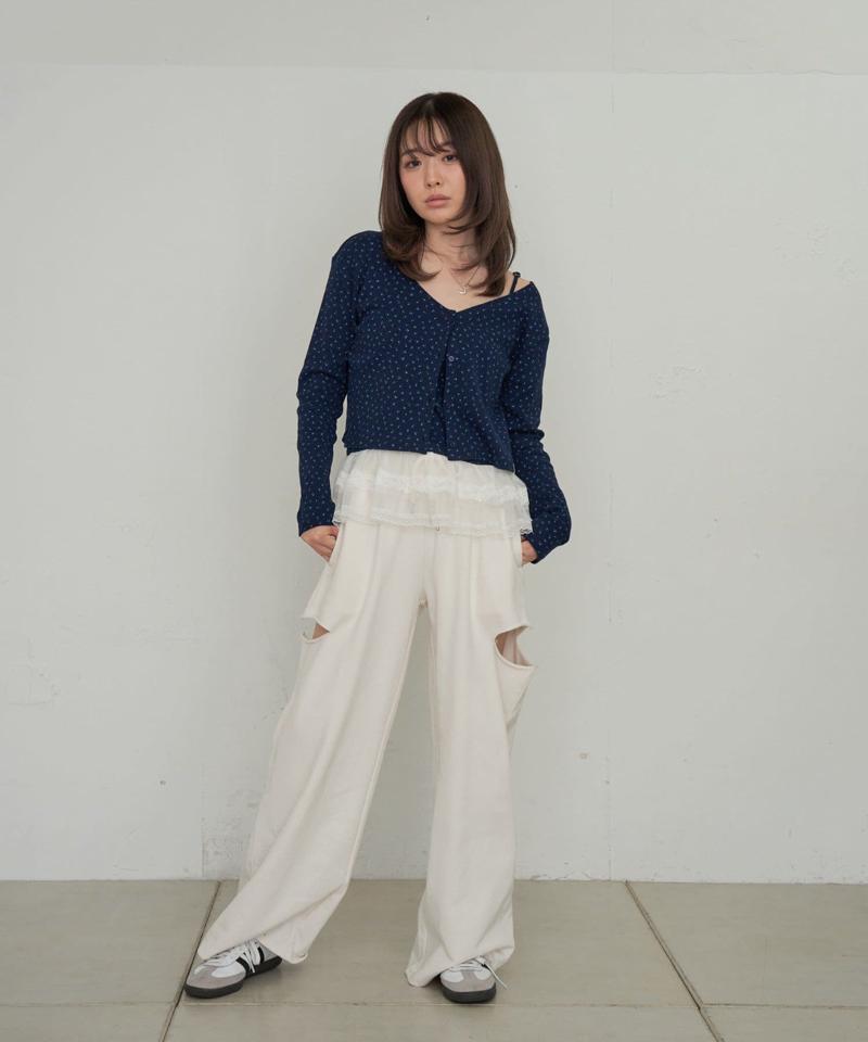 パターンメッシュフリルキャミSET