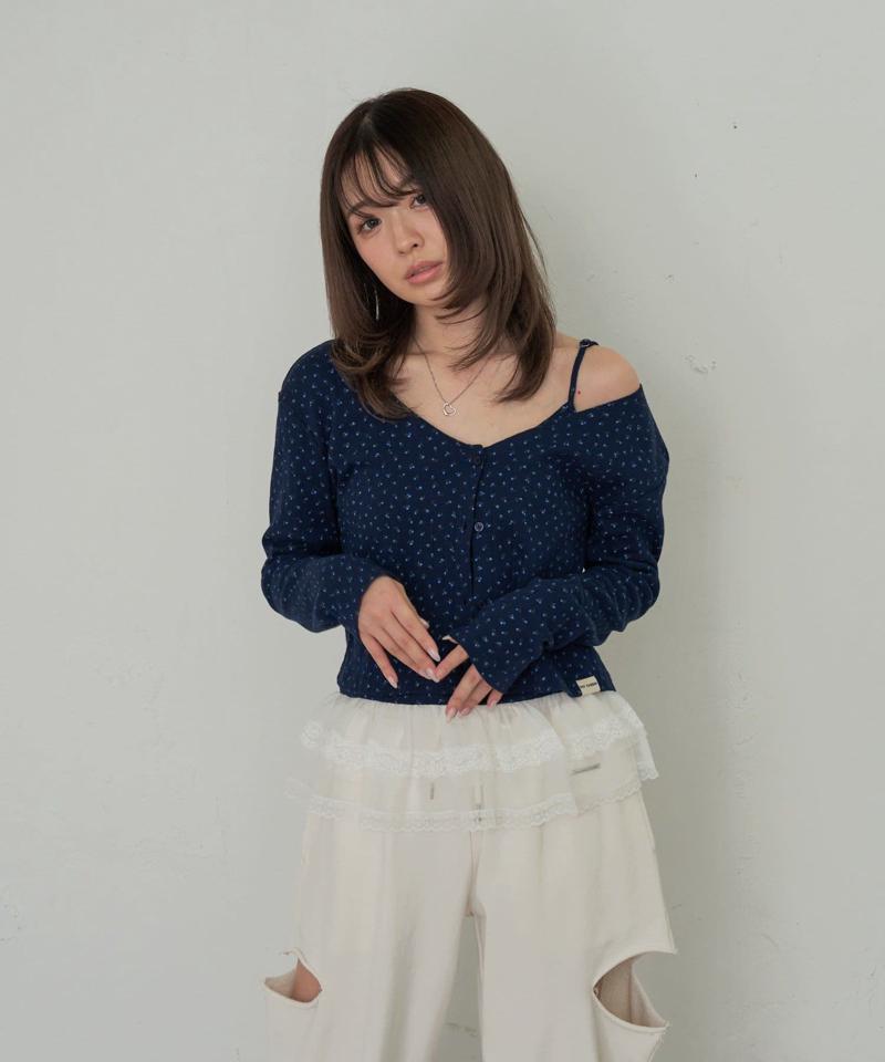 パターンメッシュフリルキャミSET