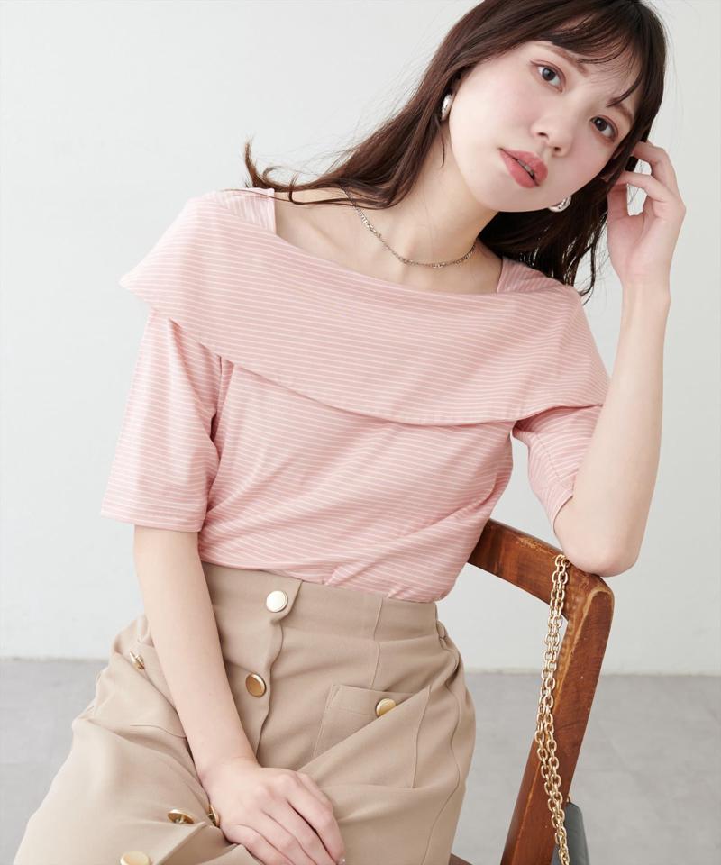 オフショルデザインカットソーTOPS