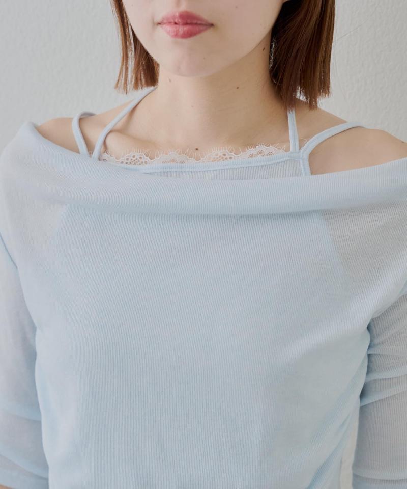アシメデザインオフショルキャミレイヤードニット