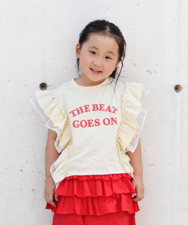 【KIDS】ドッキングフリルチュールロゴTEE