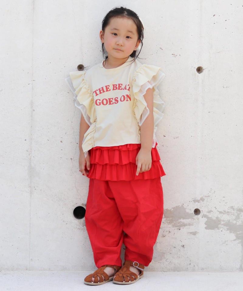 【KIDS】ドッキングフリルチュールロゴTEE