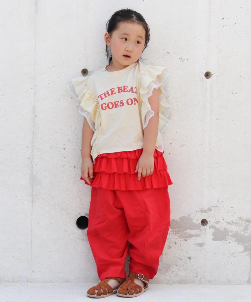【KIDS】ドッキングフリルチュールロゴTEE