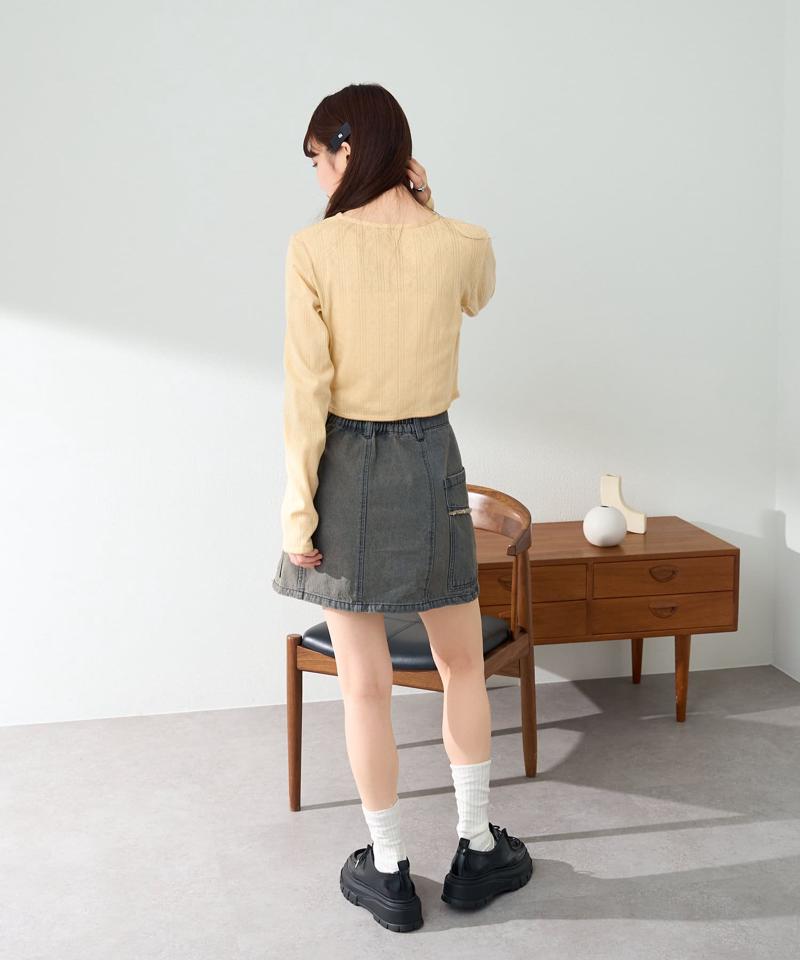 【新色追加/2サイズ展開/5色展開】コットンレースチビカーディガン