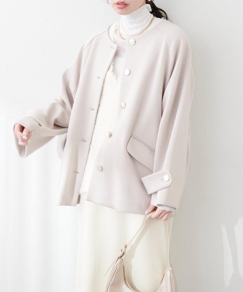 【natural couture】ダンボールニット金釦ミドルジャケット