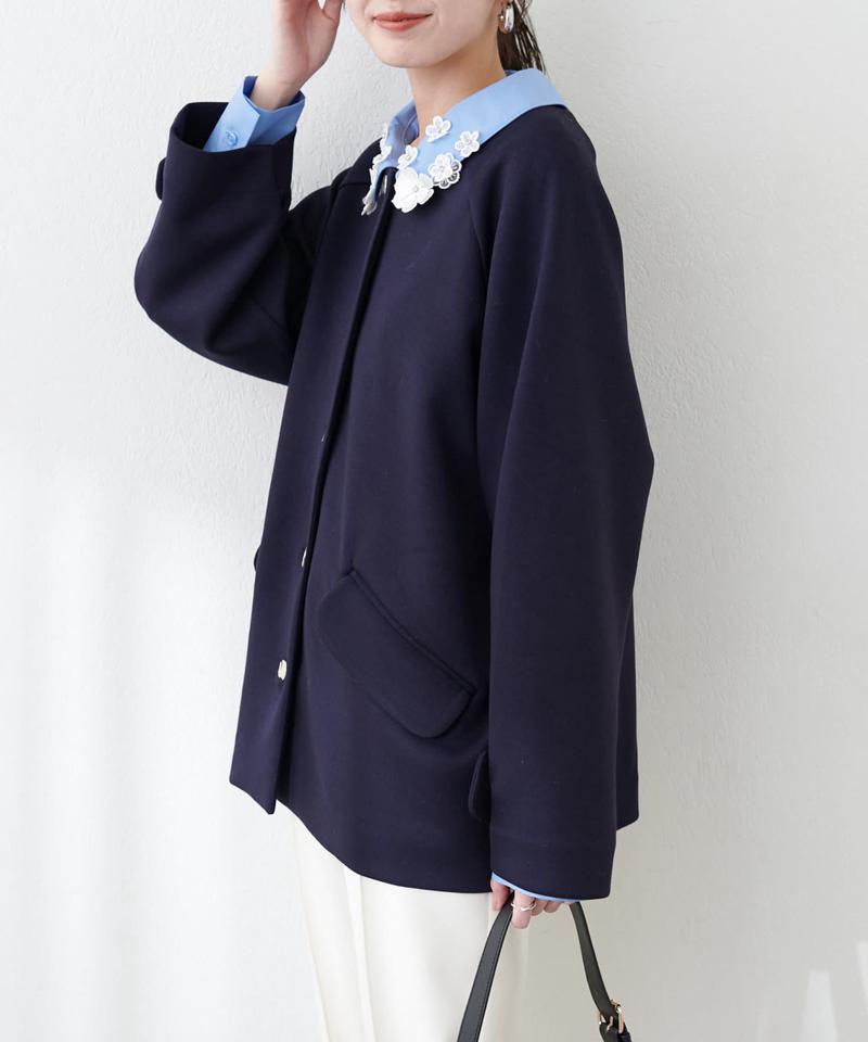 【natural couture】ダンボールニット金釦ミドルジャケット