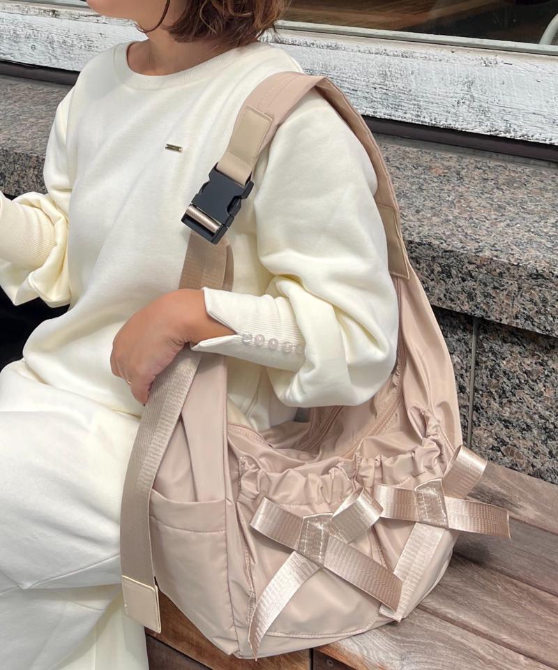 【SAPON】撥水リボンナイロンショルダーバッグ