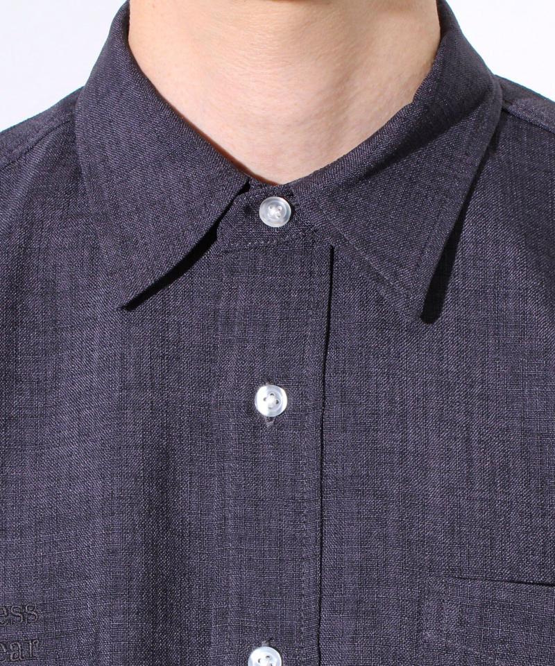 【GLOSTER】リネンライクキャンバス GOODNESS刺繍 半袖シャツ
