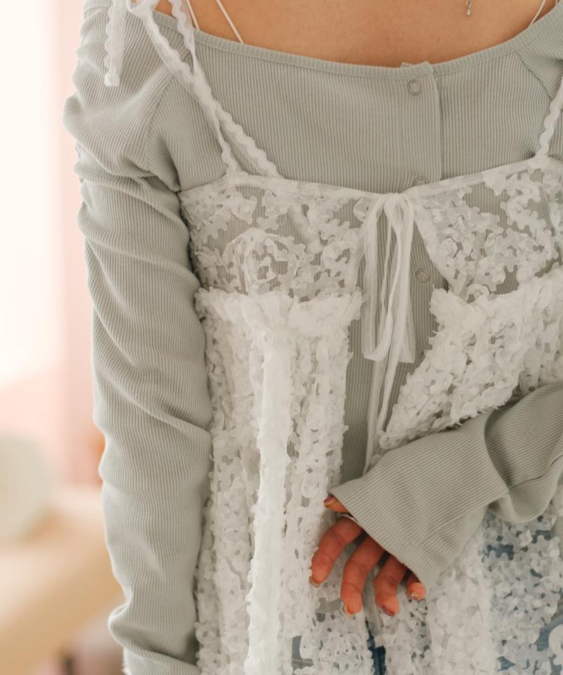 ウェーブ刺繍チュールチュニック