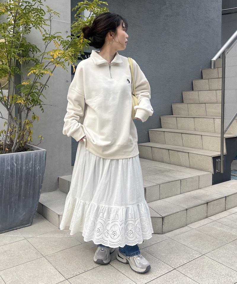 【NUNIFE】裏起毛ハーフZIPプルオーバー