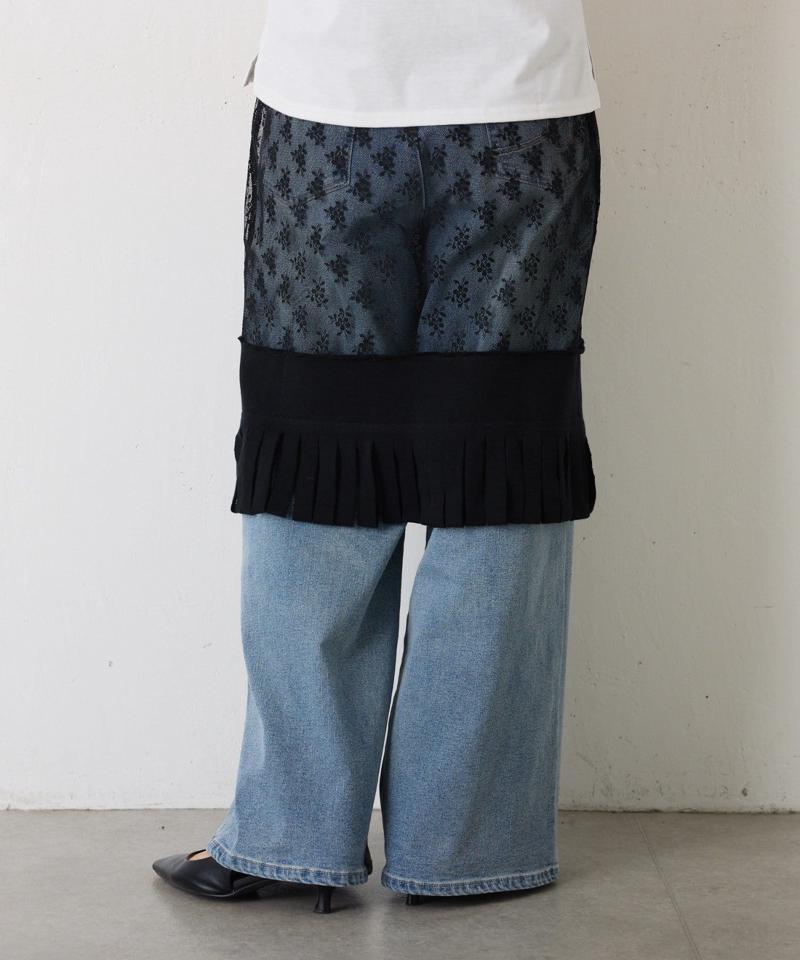 【crinkle crinkle crinkle】レースフリンジスカート