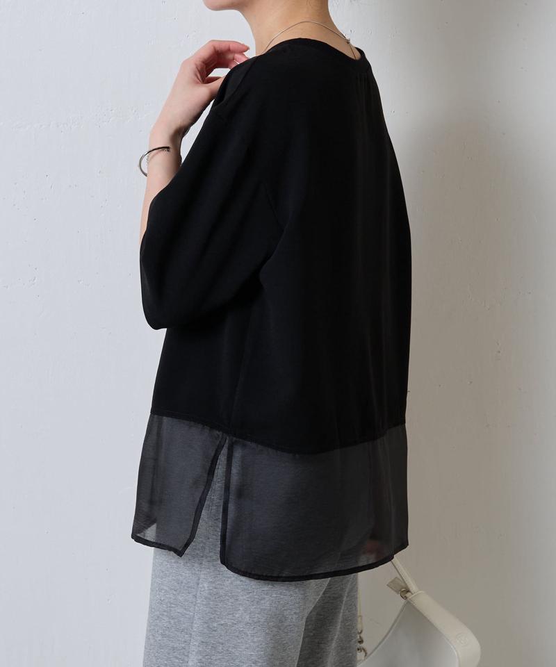 【きれいめTシャツ】裾シアーロゴハーフスリーブTシャツ