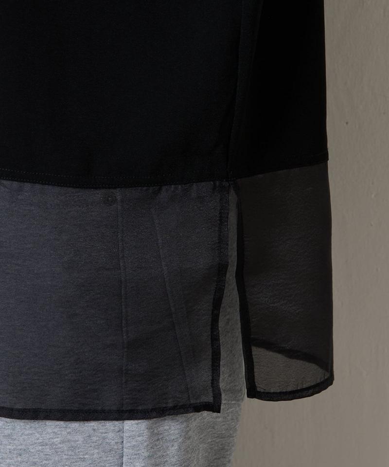 【きれいめTシャツ】裾シアーロゴハーフスリーブTシャツ