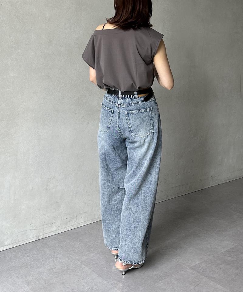 刺繍ロゴボートネックフレンチT