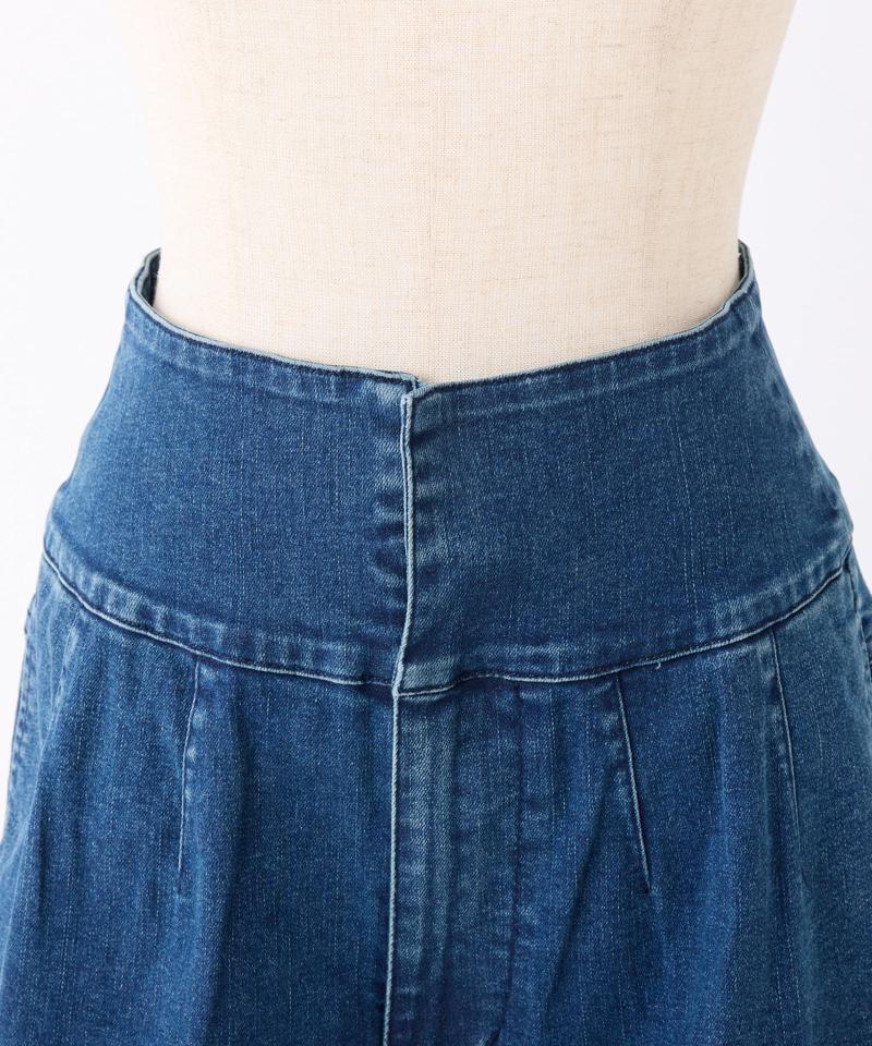 バックレースアップワイドデニムパンツ