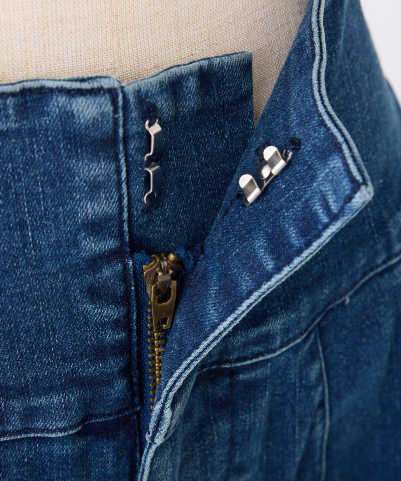 バックレースアップワイドデニムパンツ