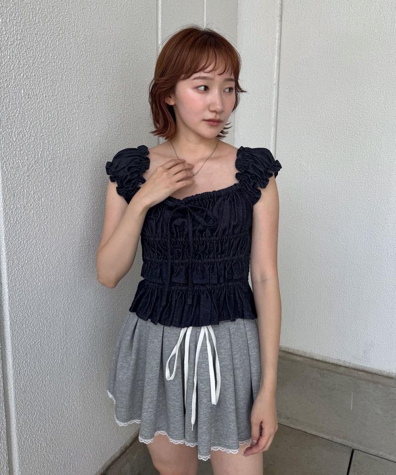 [mline]シャーリングフレンチブラウス