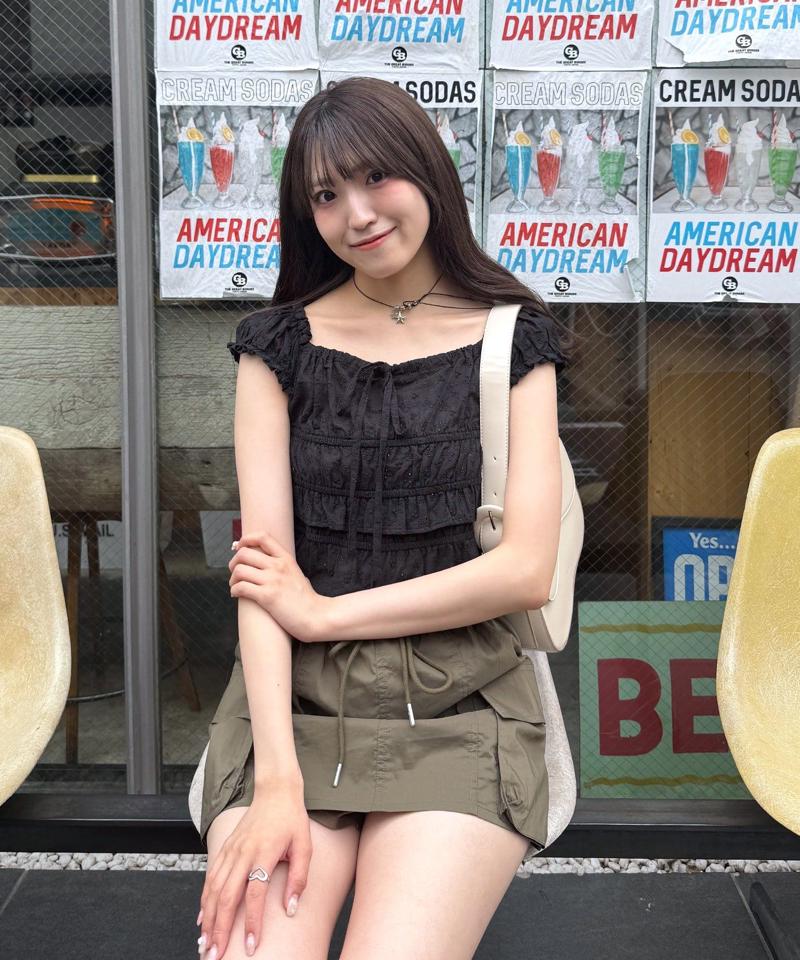[mline]シャーリングフレンチブラウス