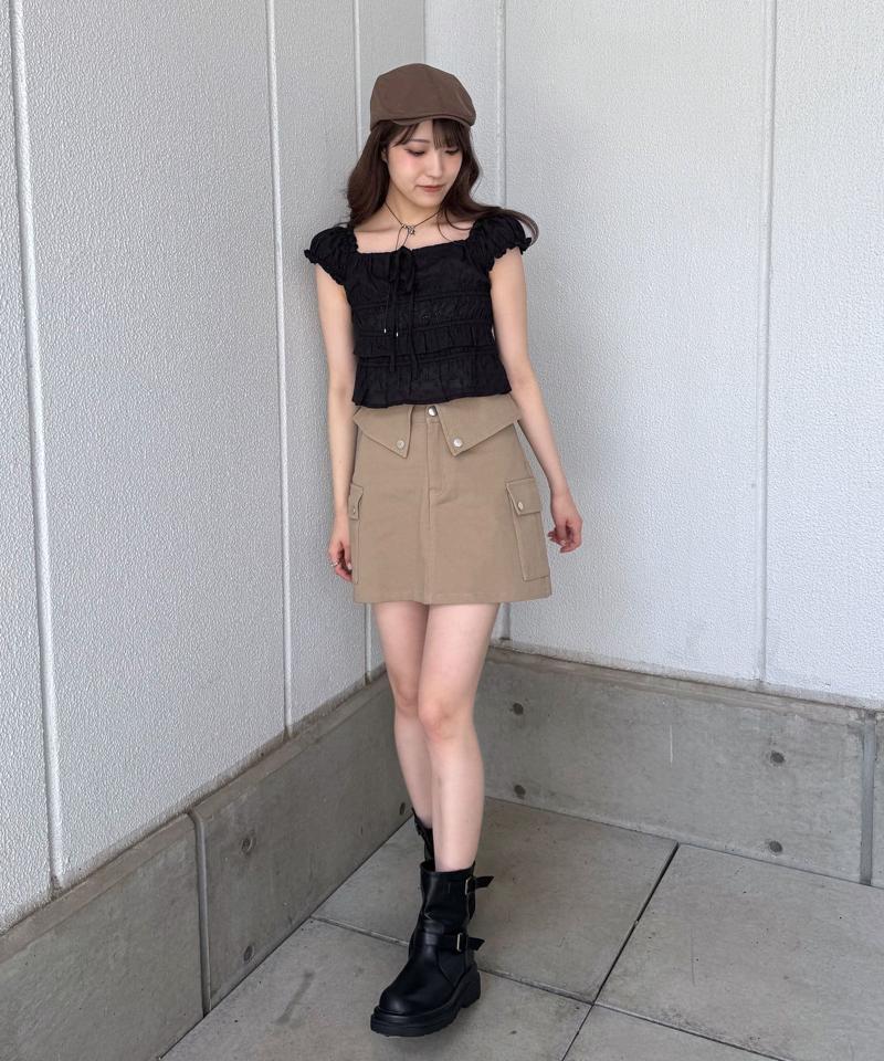 [mline]シャーリングフレンチブラウス