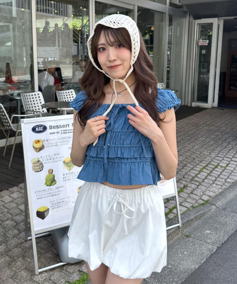 [mline]シャーリングフレンチブラウス