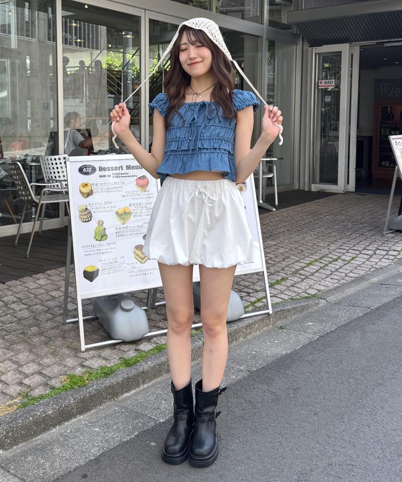 [mline]シャーリングフレンチブラウス