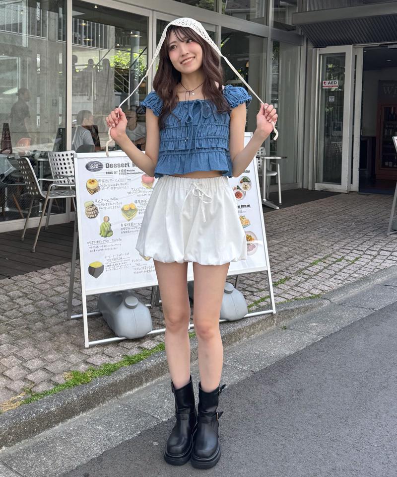[mline]シャーリングフレンチブラウス