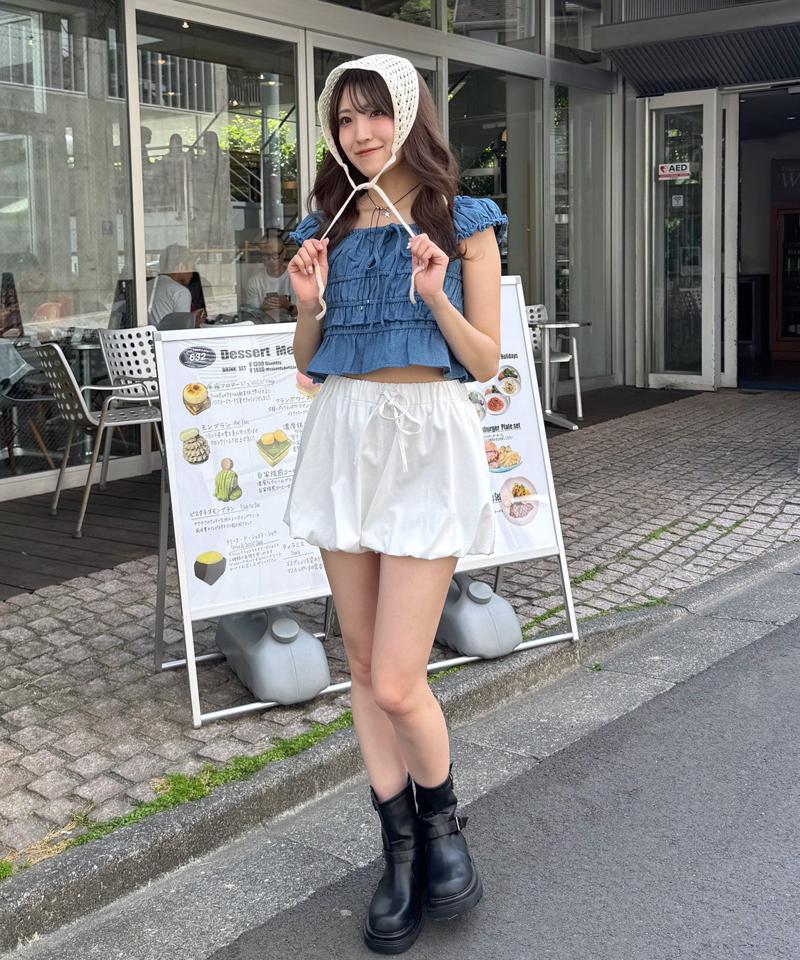 [mline]シャーリングフレンチブラウス