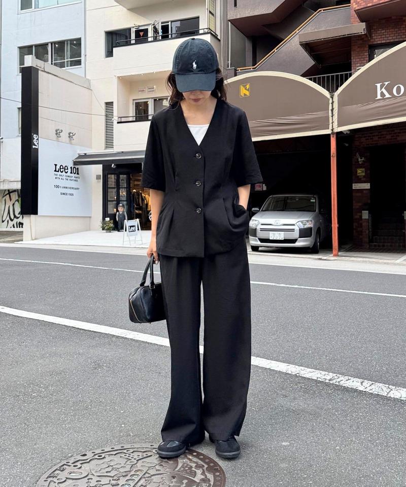 《セットアップ対応》レーヨン麻半袖ジャケット