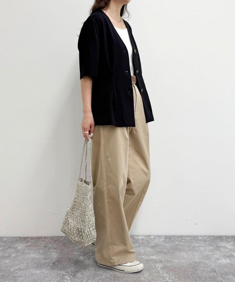 《セットアップ対応》レーヨン麻半袖ジャケット