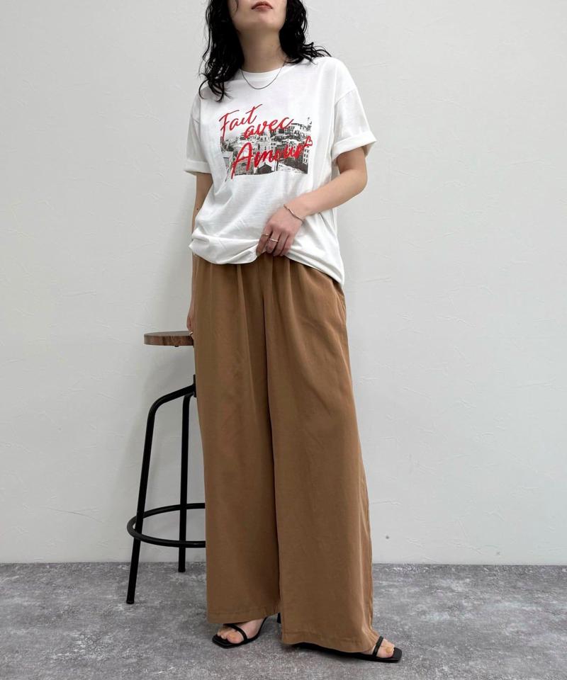 《セットアップ対応》レーヨン麻セミワイドイージーパンツ