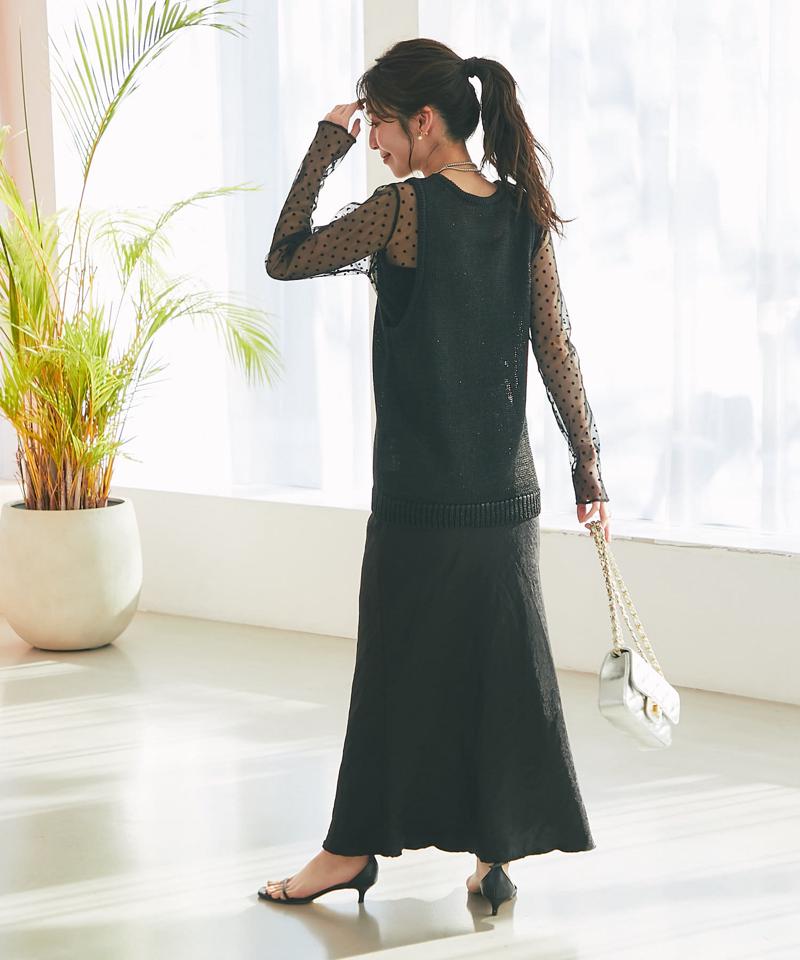 【La boutique BonBon】ワシスパンコールノースリーブニット