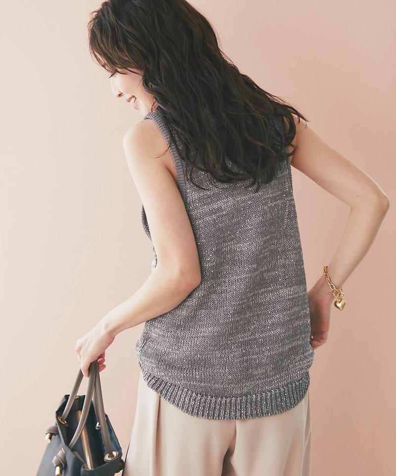 【La boutique BonBon】ワシスパンコールノースリーブニット
