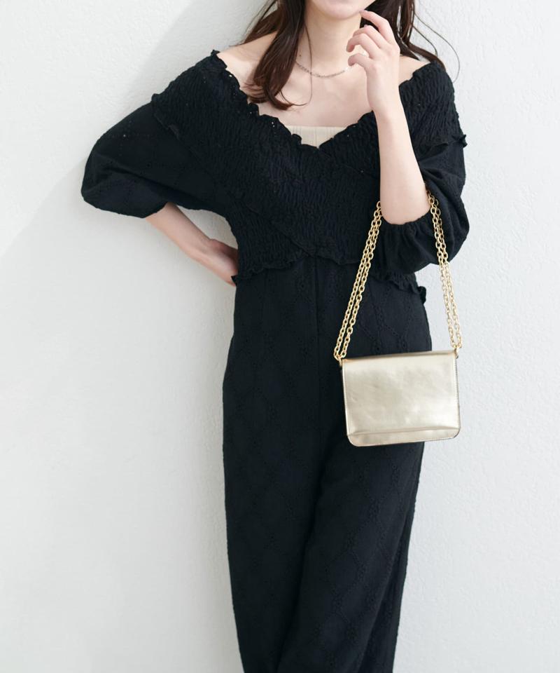 【natural couture】カットレースフロントクロスサロペ