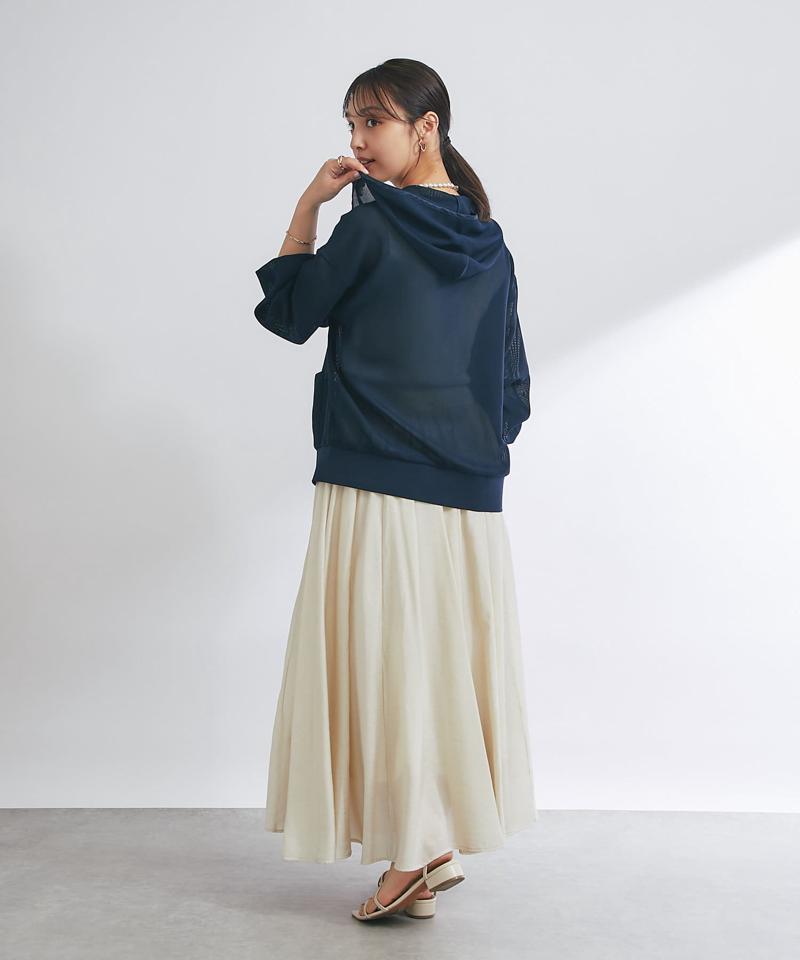 《羽織るだけでこなれ感》変わり織メッシュフードブルゾン
