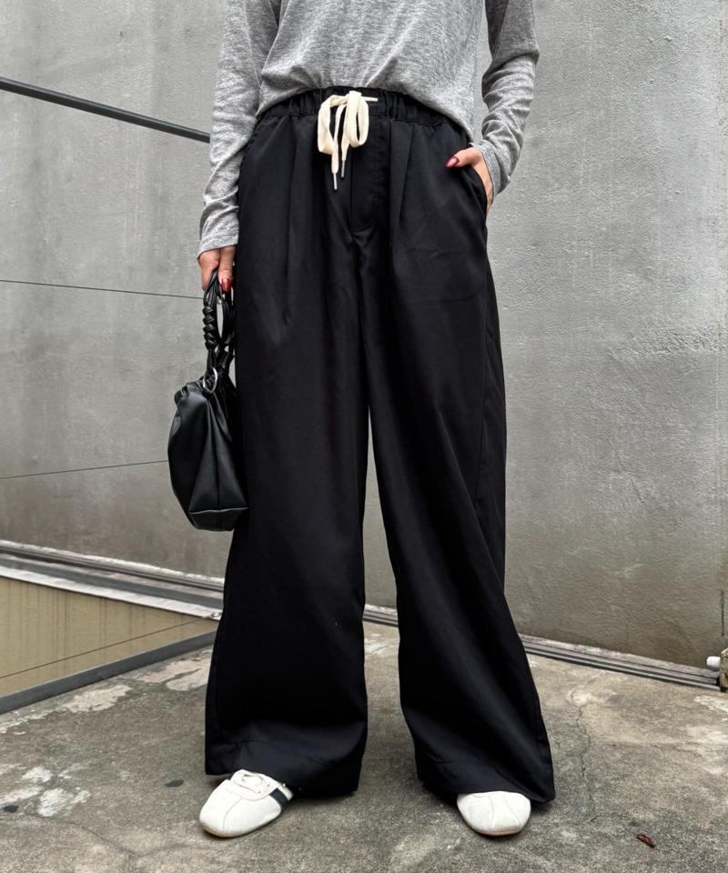 【低身長・高身長対応/サイズ展開あり】【新色追加】スタイルアップ柔らかワイドイージーパンツ