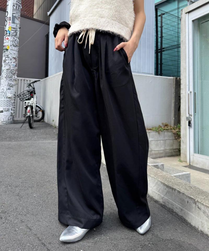 【低身長・高身長対応/サイズ展開あり】【新色追加】スタイルアップ柔らかワイドイージーパンツ