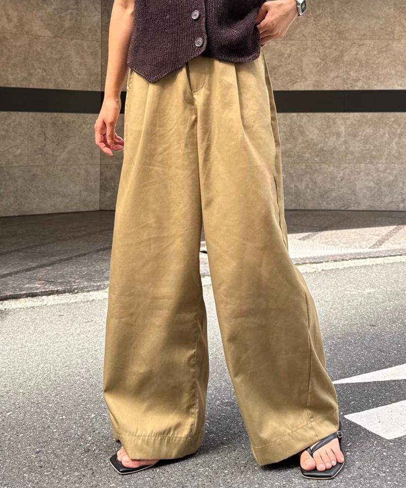 【低身長・高身長対応/サイズ展開あり】【新色追加】スタイルアップ柔らかワイドイージーパンツ