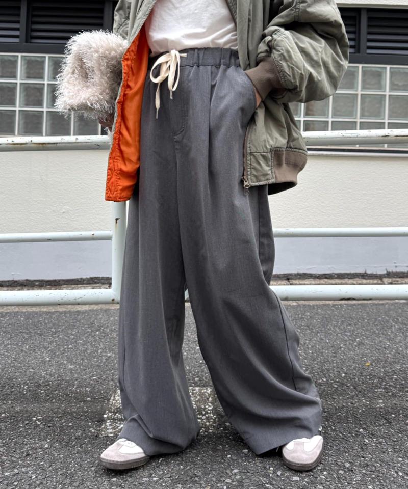 【低身長・高身長対応/サイズ展開あり】【新色追加】スタイルアップ柔らかワイドイージーパンツ